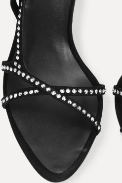 Shoes-ROTATE Birger Christensen Rhinestone Sandal Black Silver Comb. color