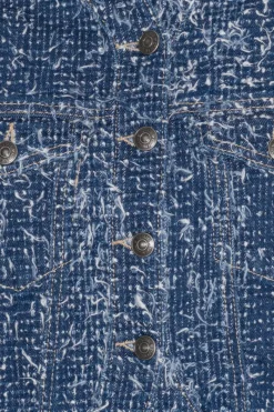 Outerwear-ROTATE Birger Christensen Round Sleeve Denim Jacket Medium Blue Medium Blue Denim color