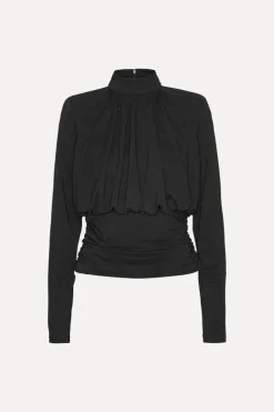 Tops-ROTATE Birger Christensen Ruched Ls Top Black Black color