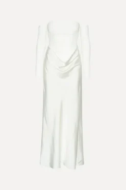 Bridal|Maxi Dress-ROTATE Birger Christensen Ruched Maxi Dress White Snow White color