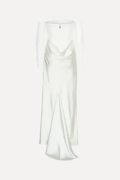 Bridal|Maxi Dress-ROTATE Birger Christensen Ruched Maxi Dress White Snow White color