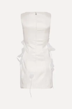 Bridal|Mini Dresses-ROTATE Birger Christensen Satin Big Flower Dress White Egret color