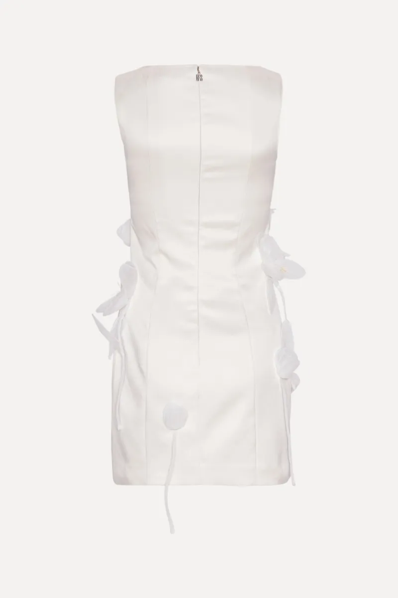 Bridal|Mini Dresses-ROTATE Birger Christensen Satin Big Flower Dress White Egret color