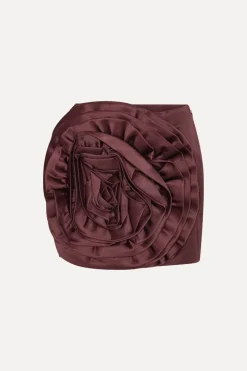 Skirts-ROTATE Birger Christensen Satin Big Flower Skirt Burgundy Zinfandelcolor