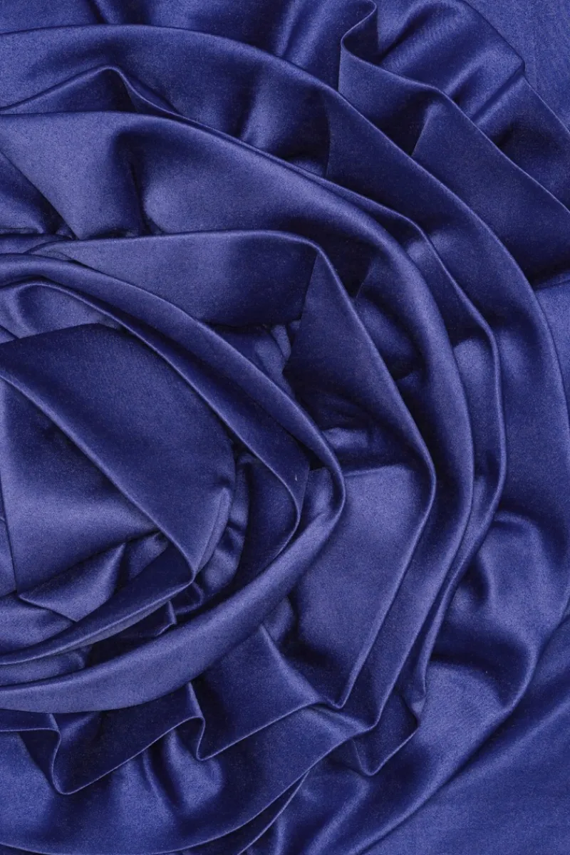 Skirts-ROTATE Birger Christensen Satin Big Flower Skirt Dark Blue Mazarine Blue color