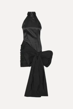 Mini Dresses|Dresses-ROTATE Birger Christensen Satin Bow Dress Black Black color
