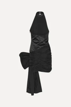 Mini Dresses|Dresses-ROTATE Birger Christensen Satin Bow Dress Black Black color