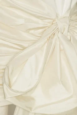Bridal|Mini Dresses-ROTATE Birger Christensen Satin Bow Dress Creme White Egret color