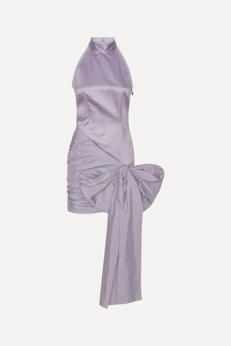 Dresses|Mini Dresses-ROTATE Birger Christensen Satin Bow Dress Purple Lavender Aura color