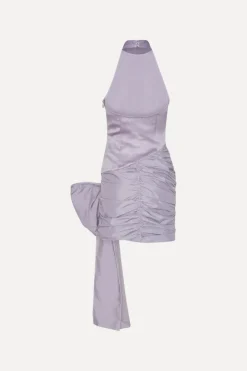 Dresses|Mini Dresses-ROTATE Birger Christensen Satin Bow Dress Purple Lavender Aura color
