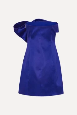 Mini Dresses|Dresses-ROTATE Birger Christensen Satin Bow Mini Dress Dark Blue Mazarine Blue color