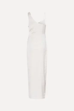 Bridal|Maxi Dress-ROTATE Birger Christensen Satin Draped Dress White Egret color