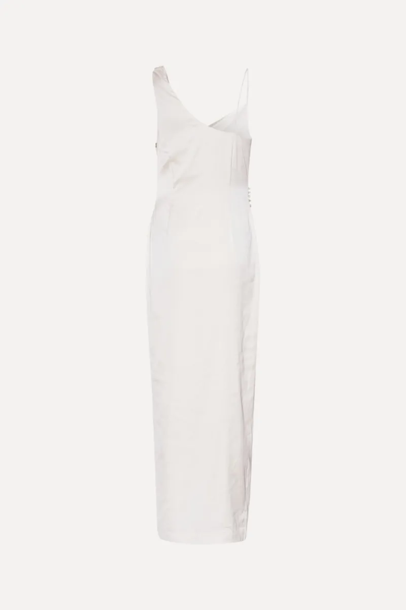 Bridal|Maxi Dress-ROTATE Birger Christensen Satin Draped Dress White Egret color