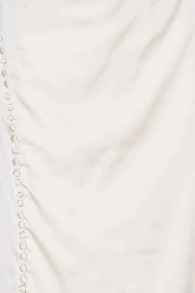 Bridal|Maxi Dress-ROTATE Birger Christensen Satin Draped Dress White Egret color