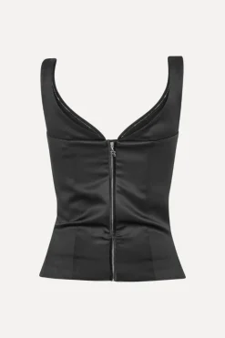 Tops-ROTATE Birger Christensen Satin Fitted Top Black Black color