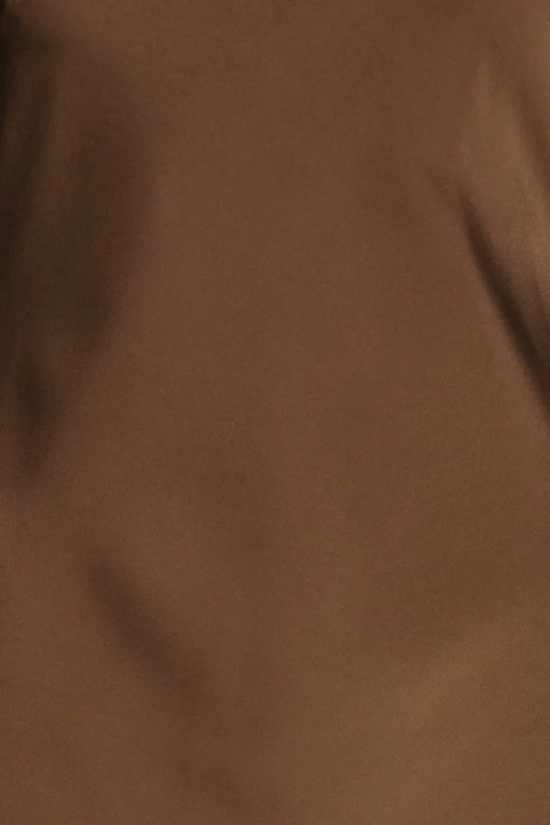 Maxi Dress|Dresses-ROTATE Birger Christensen Satin Flowy Sleeve Dress Dark Brown Potting Soil color