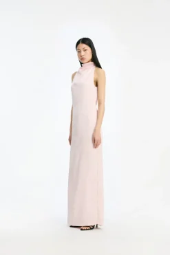 Maxi Dress|Dresses-ROTATE Birger Christensen Satin Halterneck Dress Pink Potpourri color