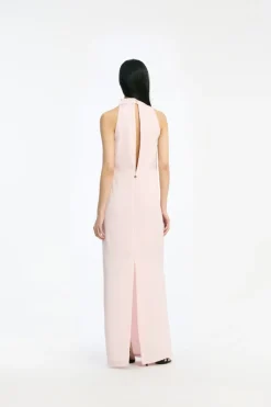 Maxi Dress|Dresses-ROTATE Birger Christensen Satin Halterneck Dress Pink Potpourri color