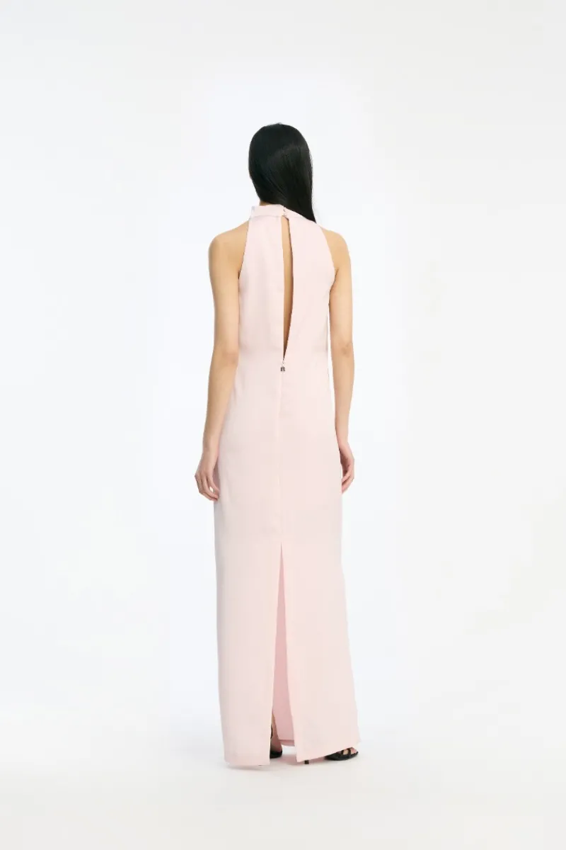 Maxi Dress|Dresses-ROTATE Birger Christensen Satin Halterneck Dress Pink Potpourri color