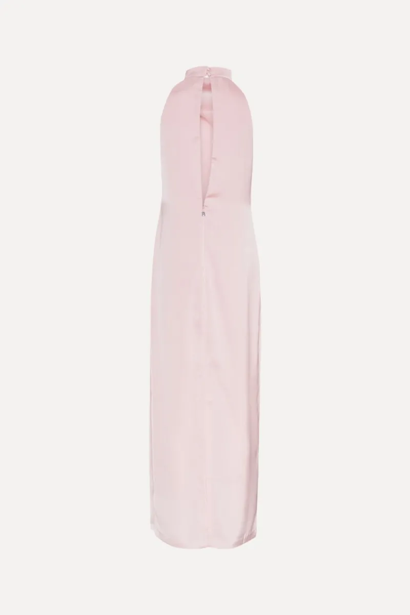 Maxi Dress|Dresses-ROTATE Birger Christensen Satin Halterneck Dress Pink Potpourri color