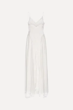 Bridal|Maxi Dress-ROTATE Birger Christensen Satin Lace Maxi Dress White Egret color