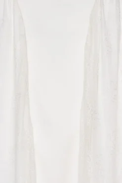 Bridal|Maxi Dress-ROTATE Birger Christensen Satin Lace Maxi Dress White Egret color