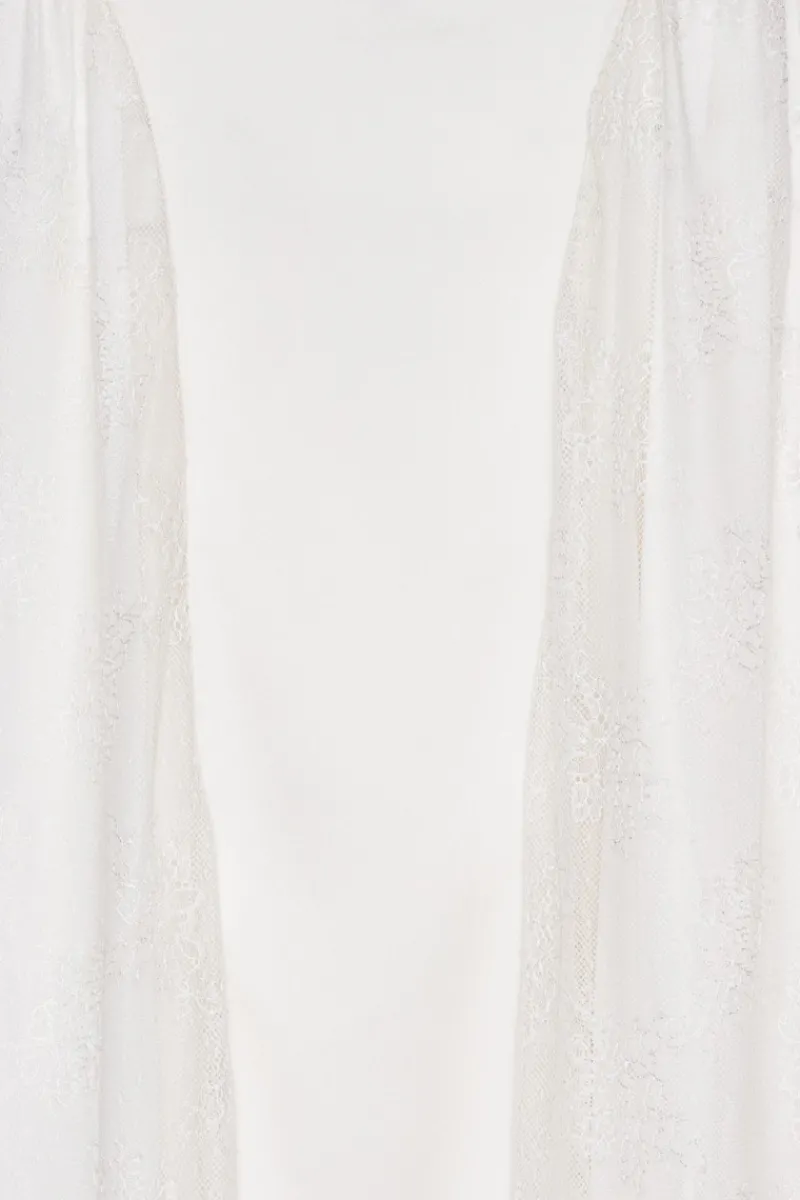 Bridal|Maxi Dress-ROTATE Birger Christensen Satin Lace Maxi Dress White Egret color