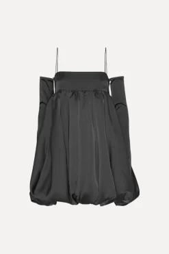 Mini Dresses|Dresses-ROTATE Birger Christensen Satin Ls Bubble Dress Black Black color