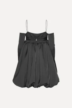 Mini Dresses|Dresses-ROTATE Birger Christensen Satin Ls Bubble Dress Black Black color
