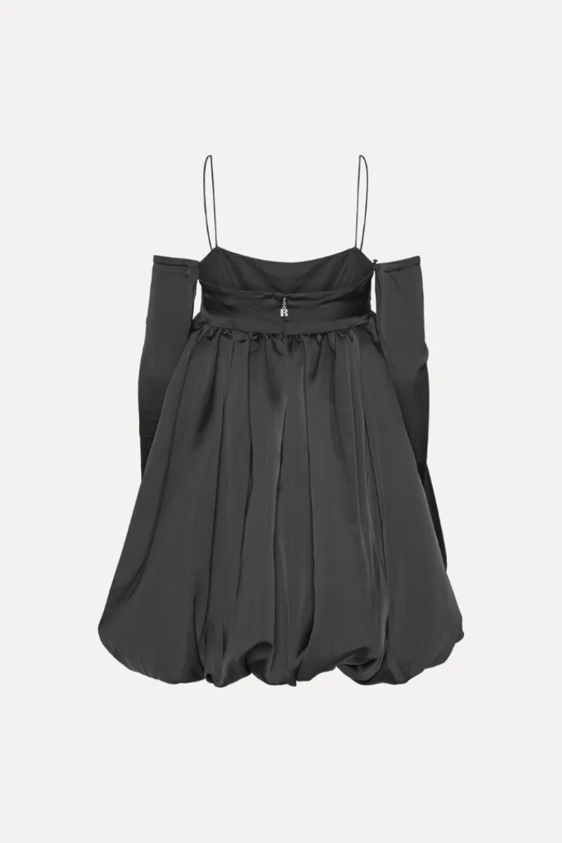 Mini Dresses|Dresses-ROTATE Birger Christensen Satin Ls Bubble Dress Black Black color