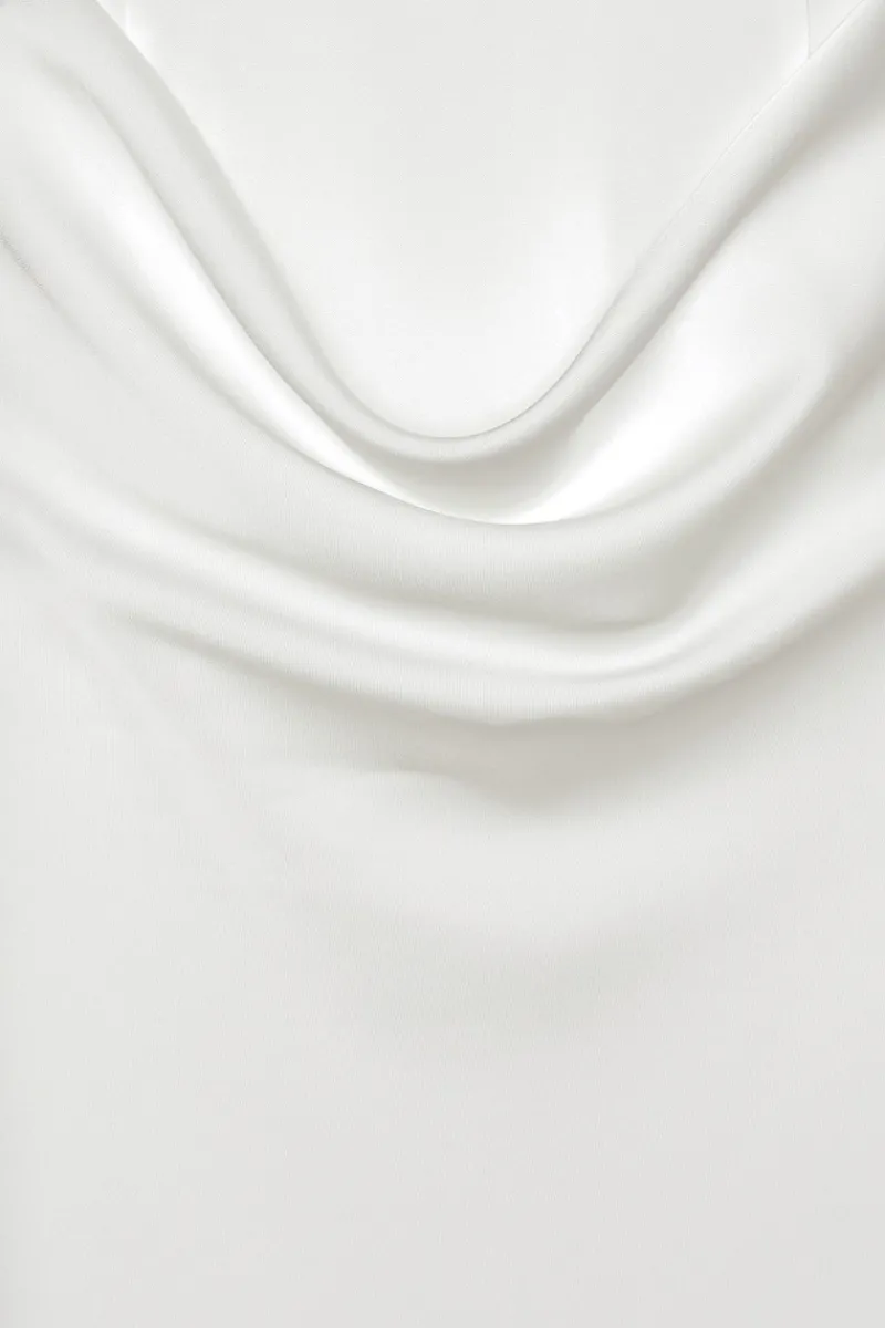 Maxi Dress|Dresses-ROTATE Birger Christensen Satin Maxi Train Dress White Egret color