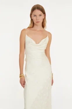 Bridal|Dresses-ROTATE Birger Christensen Satin Midi Dress White Egret Comb. color