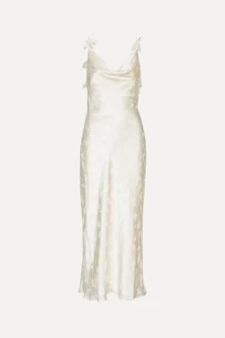 Bridal|Dresses-ROTATE Birger Christensen Satin Midi Dress White Egret Comb. color
