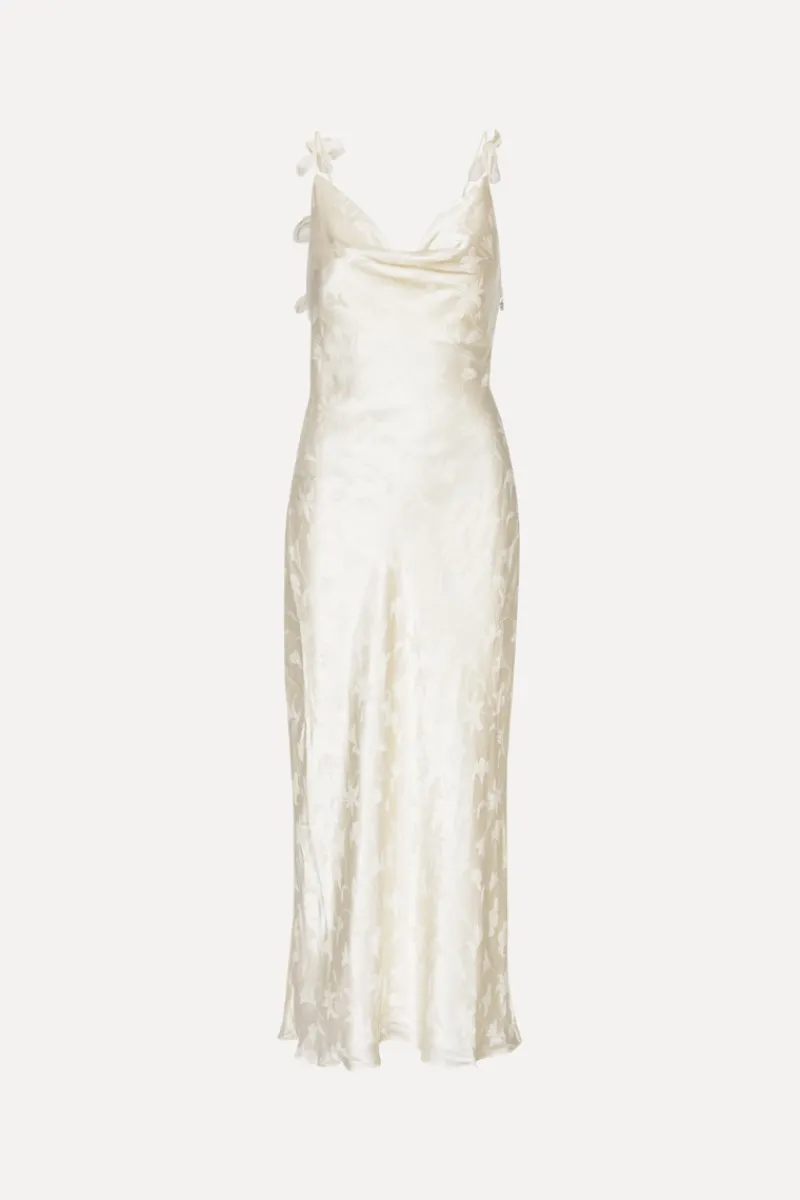 Bridal|Dresses-ROTATE Birger Christensen Satin Midi Dress White Egret Comb. color