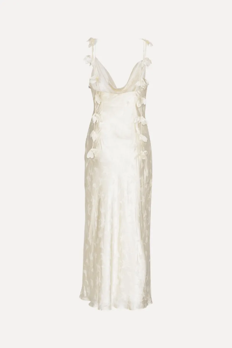 Bridal|Dresses-ROTATE Birger Christensen Satin Midi Dress White Egret Comb. color