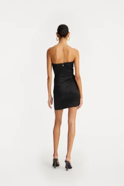 Mini Dresses|Dresses-ROTATE Birger Christensen Satin Mini Dress Black Black color