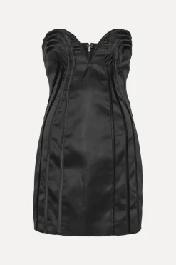 Mini Dresses|Dresses-ROTATE Birger Christensen Satin Mini Dress Black Black color