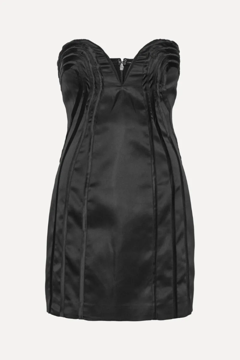 Mini Dresses|Dresses-ROTATE Birger Christensen Satin Mini Dress Black Black color