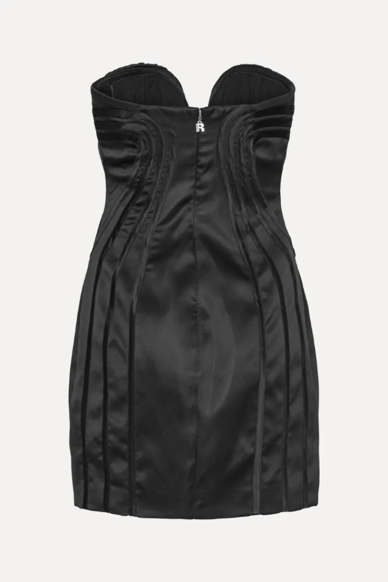 Mini Dresses|Dresses-ROTATE Birger Christensen Satin Mini Dress Black Black color