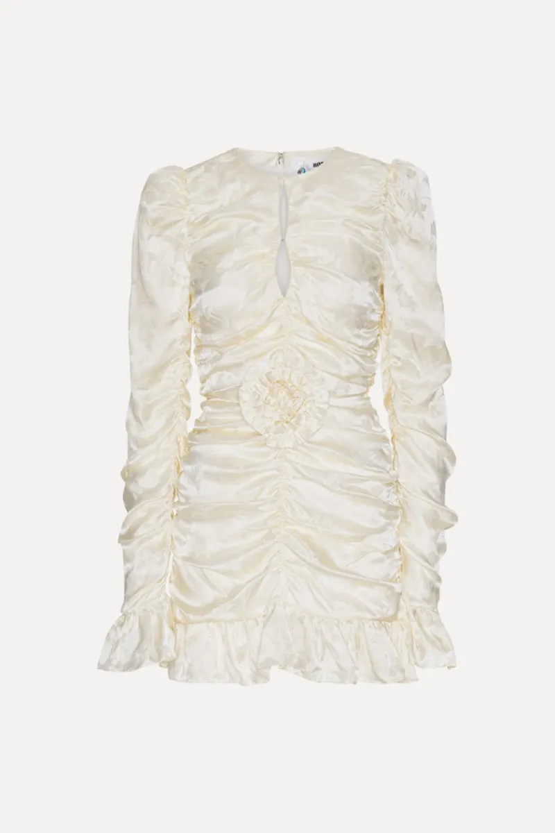 Bridal|Mini Dresses-ROTATE Birger Christensen Satin Mini Dress White Egret Comb. color
