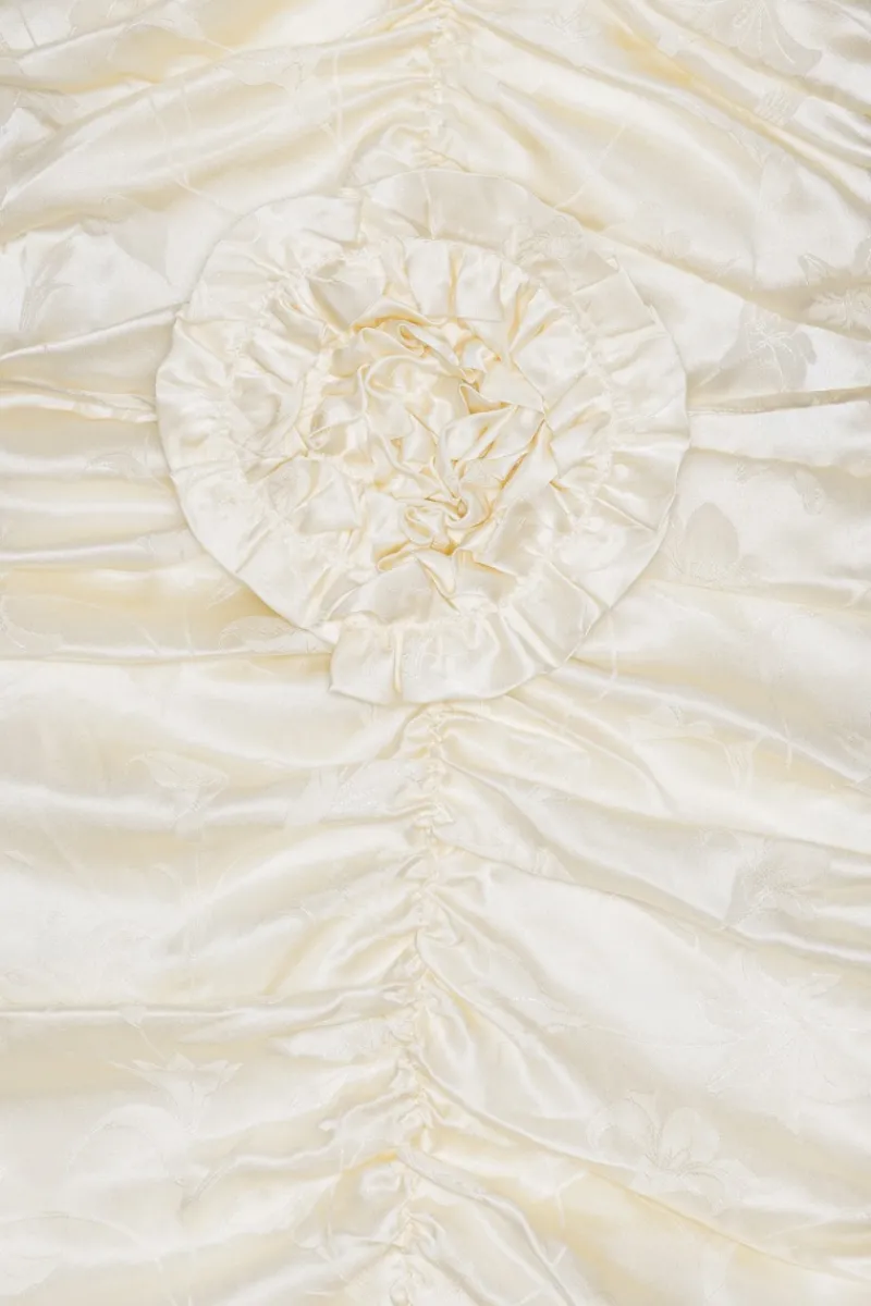 Bridal|Mini Dresses-ROTATE Birger Christensen Satin Mini Dress White Egret Comb. color