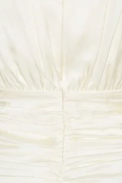 Bridal|Mini Dresses-ROTATE Birger Christensen Satin Mini Gathered Dress Creme White Egret color