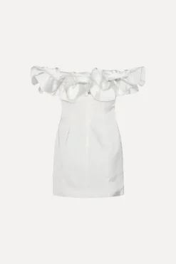 Mini Dresses|Dresses-ROTATE Birger Christensen Satin Mini Ruffle Dress White Egret color