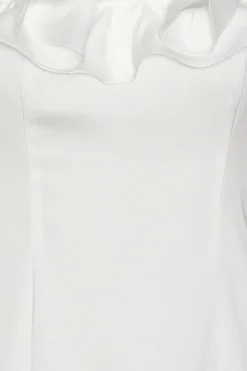 Mini Dresses|Dresses-ROTATE Birger Christensen Satin Mini Ruffle Dress White Egret color
