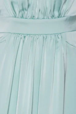 Maxi Dress|Dresses-ROTATE Birger Christensen Satin Puff Midi Dress Dusty Blue Blue Haze color