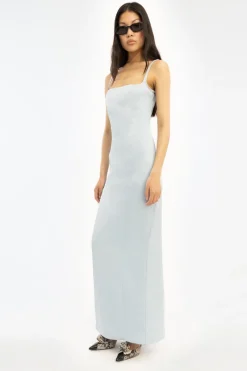 Maxi Dress|Dresses-ROTATE Birger Christensen Satin Strap Maxi Dress Light Blue Plein Air color