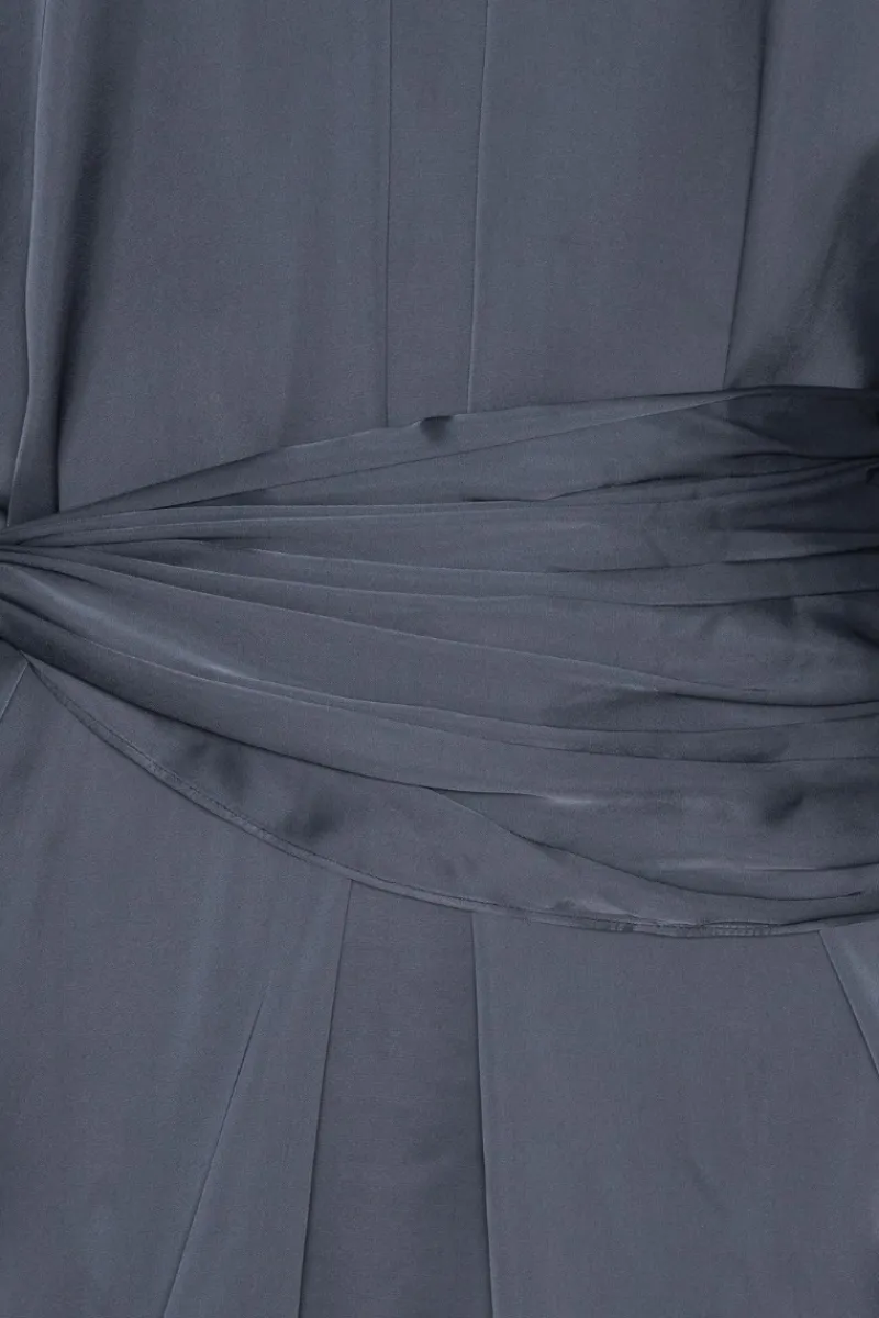 Mini Dresses|Dresses-ROTATE Birger Christensen Satin Strap Tie Dress Dark Blue Graphite color