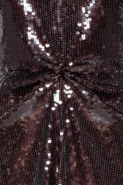 Sequins|Midi Dresses-ROTATE Birger Christensen Sequin Dress W. Slit Dark Brown Chocolate Plum (Brown) Comb. color