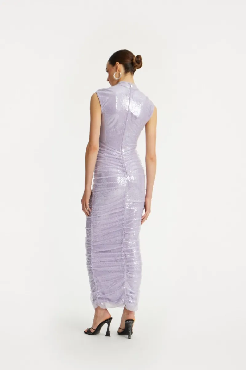 Sequins|Midi Dresses-ROTATE Birger Christensen Sequin Midi Dress Purple Misty Lilac color