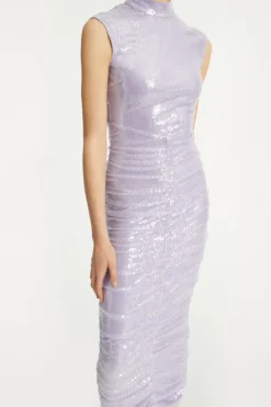 Sequins|Midi Dresses-ROTATE Birger Christensen Sequin Midi Dress Purple Misty Lilac color